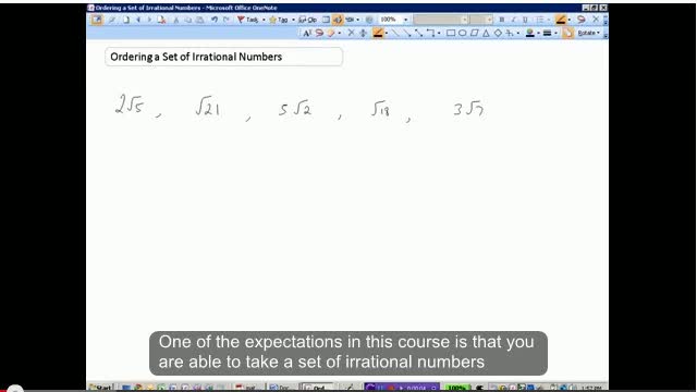 Ordering Radical Numbers