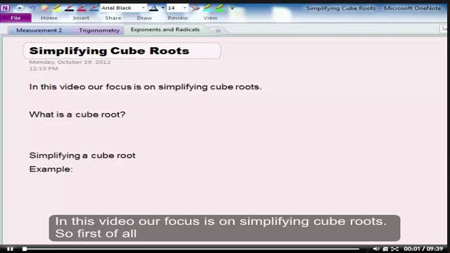 Simplifying cube roots